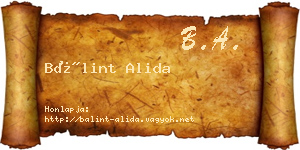 Bálint Alida névjegykártya